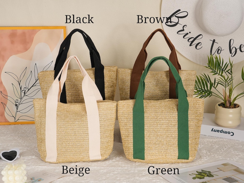 Custom Straw Beach Bags,Personalized Beach Bag,Custom Bridesmaid Bag,Burlap Tote Bag,Bridal Party Gifts,Wedding Gifts,Bachelorette Bags image 11