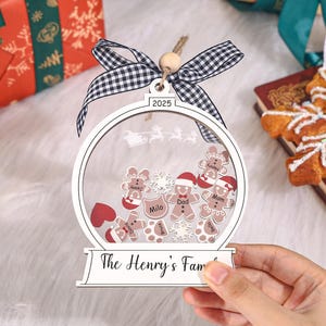 2025 Family Christmas Ornament,Personalized Gingerbread Ornament,4D Shaker Ornament,Custom Gingerbread with Hat,Christmas Gifts,Xmas Decor