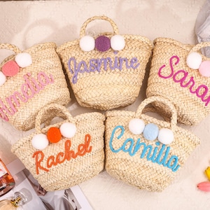 Personalized Straw Beach Bag,Bridesmaid Gifts,Custom Straw HandBag,Wedding Party Gifts,Summer Bag,Bachelorette Party Basket,Gifts for Her