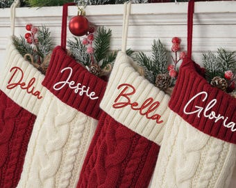 Meia de Natal personalizada, meia de Natal bordada para a família 2025, meia de tricô com nome, meia de Natal, meia com monograma, presentes de Natal