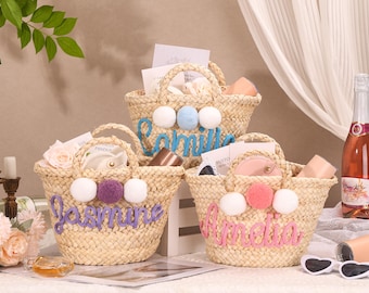 Personalized Beach Bag,Bridesmaid Handbag,Custom Straw HandBag,Wedding Party Gifts,Summer Bag,Bachelorette Party Gifts Basket,Gifts for Her