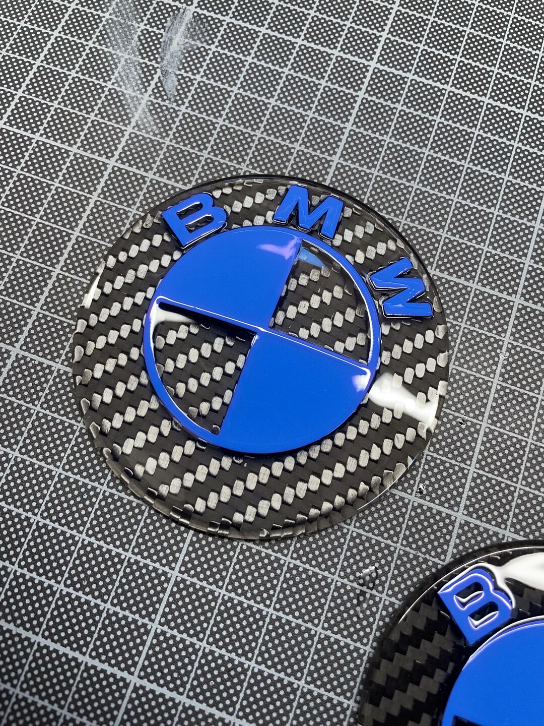 BMW Carbon Fiber Emblems Set Dark Blue - Etsy