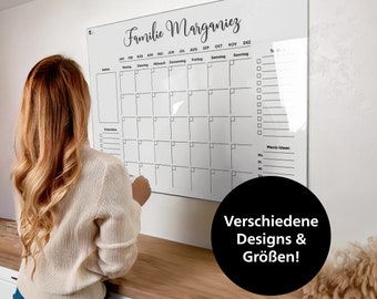 Wandkalender / Familienkalender aus Acryl, personalisiert mit Wunschnamen inkl. Wandhalterung!