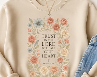 Trust In The Lord With All Your Heart PNG – Proverbs 3:5 Floral Scripture