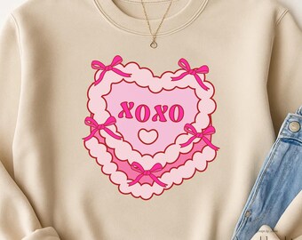 XOXO Bow Heart Valentine PNG