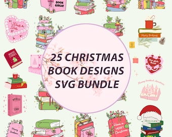 25 Christmas Book Designs SVG,PNG Bundle