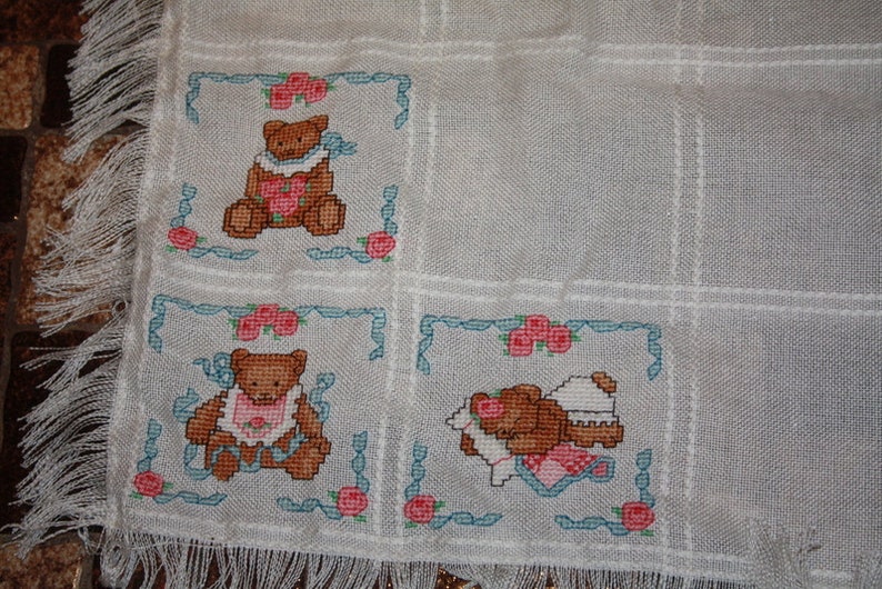 Baby Bears Counted Cross Stitch Baby Blanket Etsy