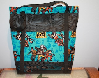 Space  Wars Black Vinyl Mesh Tote LAST ONE