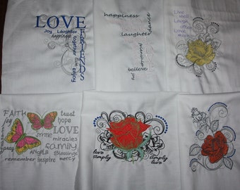 Love Sayings Machine Embroidered Quilt Blocks Set A