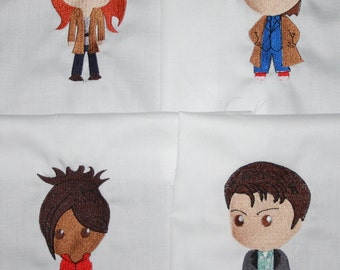 10th Doctor  Machine Embroidered Quilt Blocks Set