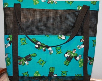 Green Comic Mesh Tote Bag