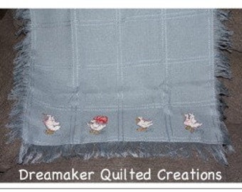 Cross Stitched Puddle Ducks Baby Blanket