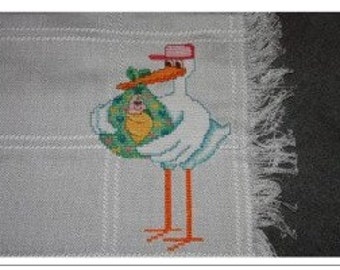 The Stork has arrived Cross-stitch Baby Blanket