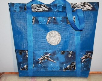 War ship Vinyl Mesh Tote