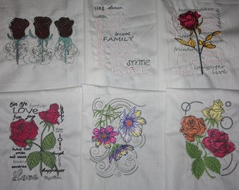 Love Sayings Machine Embroidered Quilt Blocks Set B