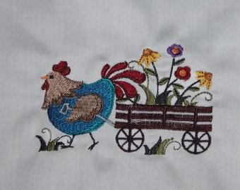 Funky Chickens Machine Embroidered quilt blocks Set A