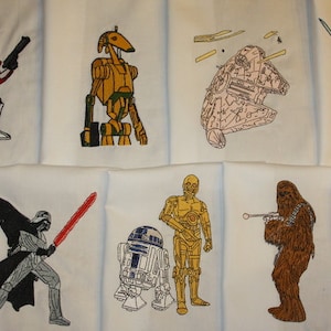 Outer Space Aliens  Machine Embroidered Quilt Blocks Set C