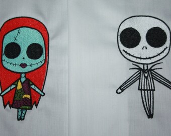 Jack and Sally Machine Embroidered Quilt Blocks