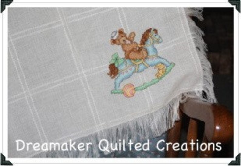 Boy Bear and Rocking Horse Counted Cross Stitch Baby Blanket Etsy