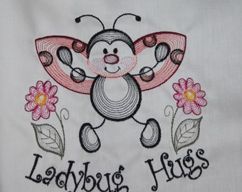 Ladybug Hugs Machine embroidered quilt blocks set