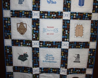 The Doctor is in Machine Embroidered Lap Quilt