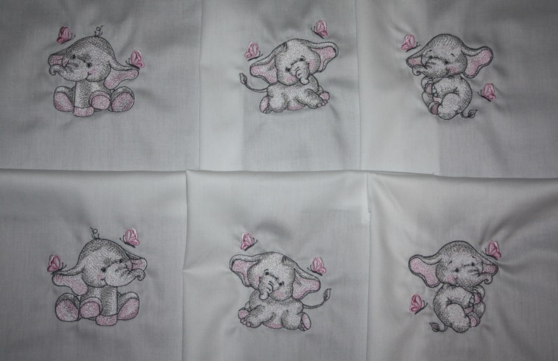 Cute baby elephant machine embroidered quilt blocks set  etsy