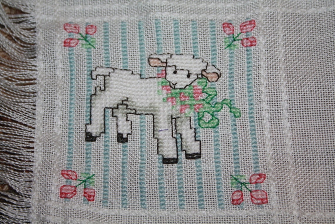 Little Lambs Counted Crossstitch Baby Blanket Etsy