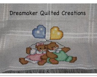 Tender Teddies Counted Cross Stitch Baby Blanket