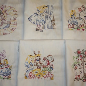 Alice in Wonderland Machine Embroidered Quilt Blocks Set B