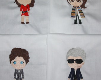 12th Doctor  and Companions Machine Embroidered Quilt Blocks Set