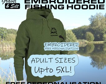 Carp Fishing Personalised Hoodie - Embroidered - Small to 5XL - Ultimate Gift for Angler Fisherman