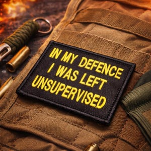 In meiner Verteidigung wurde ich nicht überwacht Aufnäher | Lustiger Aufnäher 2x3 | Taktischer Klettpatch | Benutzerdefinierte Farbe gestickt Patch UK