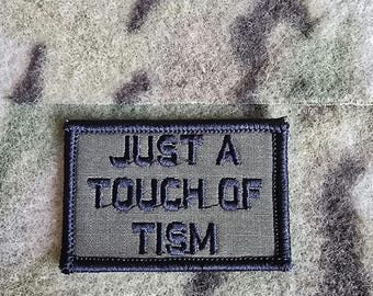 Just a Touch of Tism Autism Embroidered Tactical Military Morale Patch with Hook & Loop Velcro Backed Airsoft Army Funny Chubby