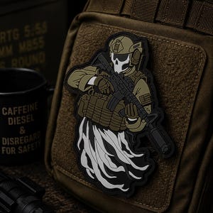 Grim Reaper Tactical Ghoul Ghost PVC Tactical Military Morale Patch with Hook & Loop Velcro Backed Airsoft Army Funny Chubby
