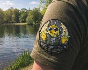 Zero Ducks Given Tactical PVC Patch | Velcro Morale Patch | Funny Military Duck Badge