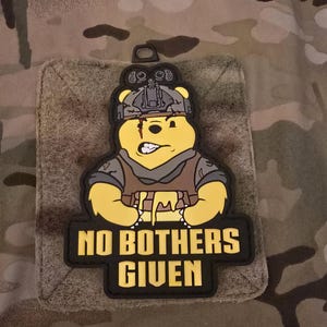 Inga problem med Nalle Puh, honung, PVC, taktisk militär moralpatch med kardborreband, Airsoft Armé Rolig Knubbig