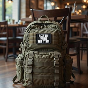 Lustiges Rizz Em mit dem Tism Aufnäher | Autismus Klett Aufnäher | Taktischer Kampfmoral Aufnäher | Gestickter Klettpatch