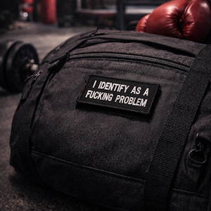 I Identify As A Problem Patch | Funny 2x3 Morale Patch | Velcro Tactical Patch | Adult Humour Embroidered Patch UK