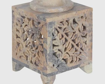 Morrocan Arch Cutout Soapstone Wax Burner and Oil Burner