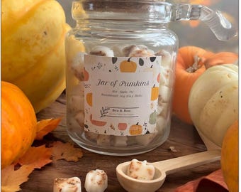 Pumpkin Soy Wax Melts with Petals – Autumn Scented, Wooden Scoop