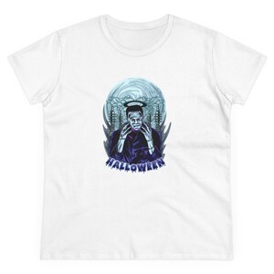 Camiseta de algodón de peso medio para mujer de Halloween