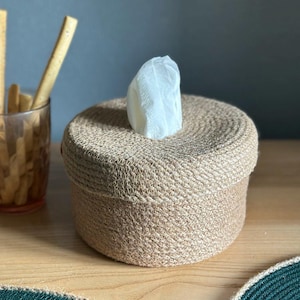 Handmade Jute Napkin Holder: Crochet Tissue Box Cover, Minimalist Table Centerpiece