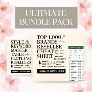 Top 1000 Marken- & Suchwortstammblatt Für Bekleidung Wiederverkäufer Poshmark, Ebay, Depop