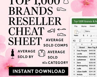 Reseller Brands Cheat Sheet, Average Sold Comps (Excel Download)