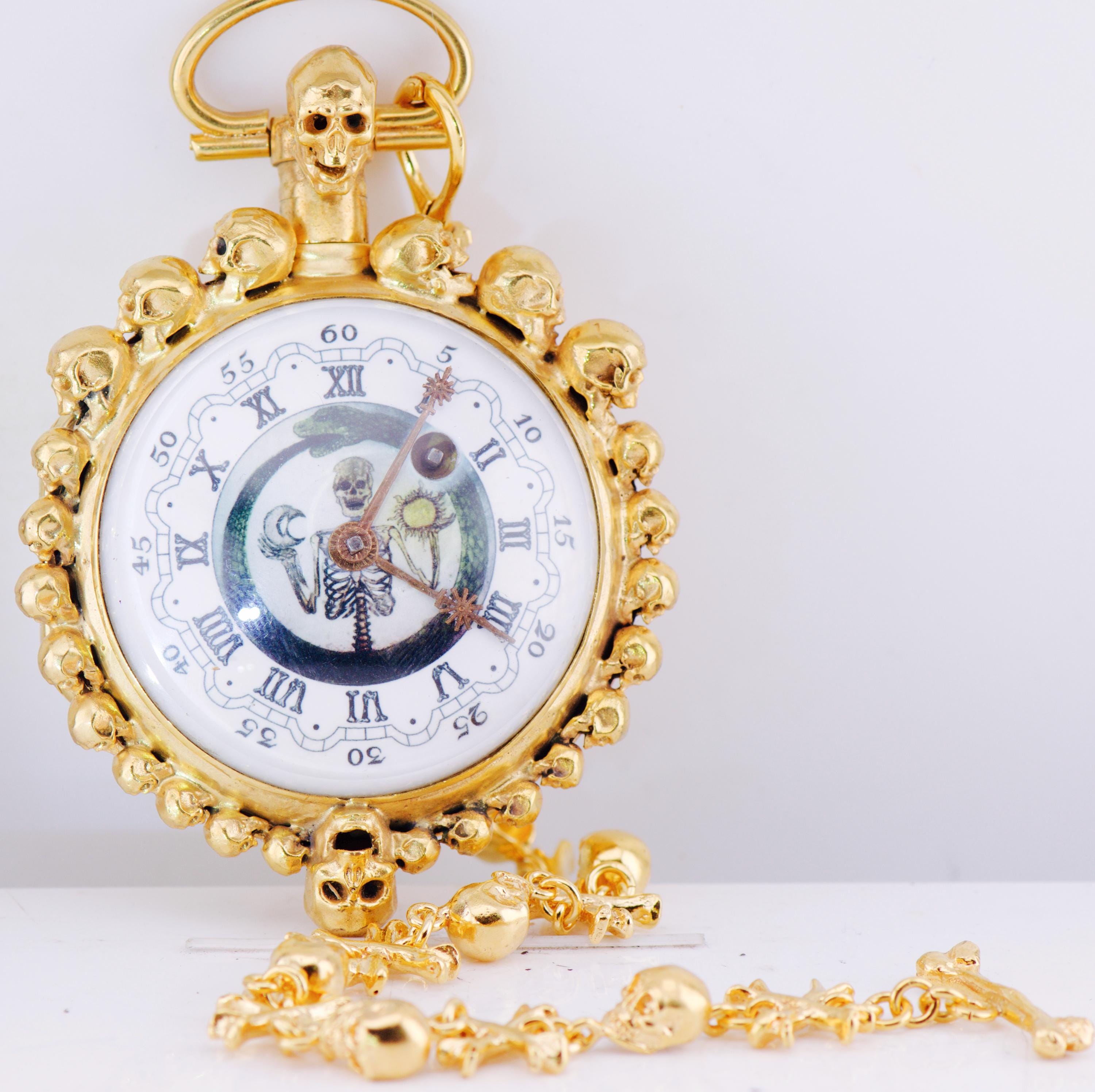 Antique Memento Mori Skull Verge Fusee French Pocket Watch