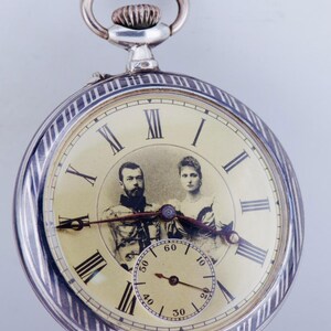Antique Imperial Pocket Watch Silver and Niello Case Awarded by Tsar c1900&#39;s