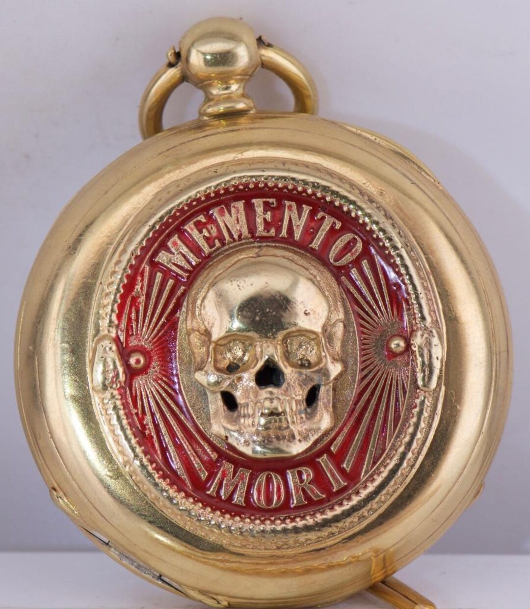 Victorian 18K Gilt Vermeil Silver and Enamel Memento Mori Skull ...