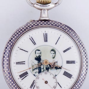 Antique Imperial Presentation Pocket Watch with Silver Niello Case-Tsar Nicholas