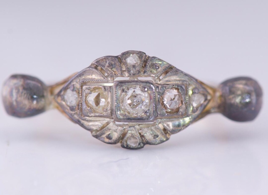Antique Victorian Memento Mori Skull Ring Silver-topped 18K Solid Gold ...