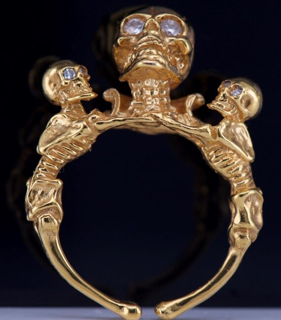 Antique Victorian Mens Ring 14k Gold Diamonds Memento… - Gem